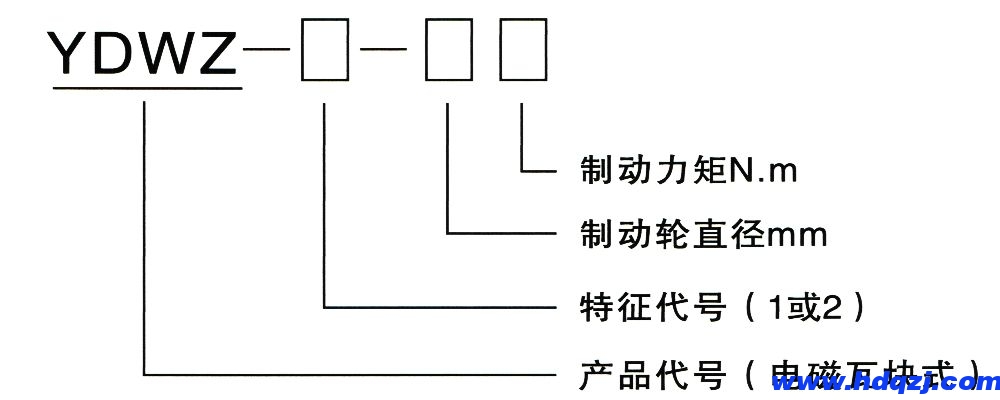 YDWZ系列節能長行程制動器型號意義 YDWZ系列節能長行程制動器型號意義
